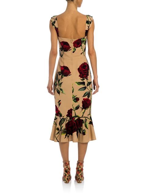 dolce and gabbana rose dress replica|Dolce & Gabbana charmeuse midi dress.